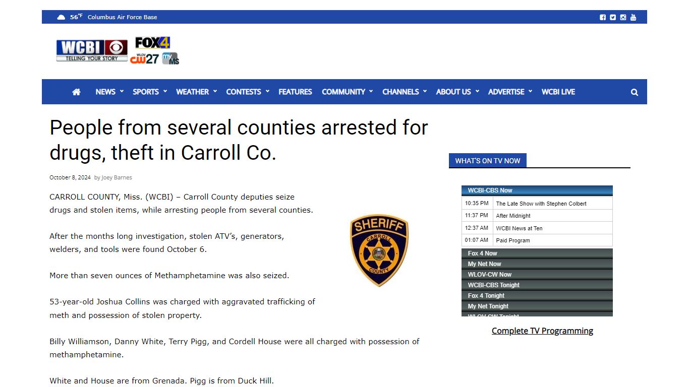 People from several counties arrested for drugs, theft in Carroll Co.